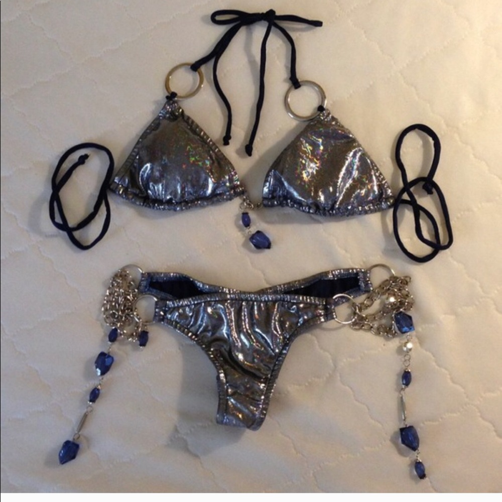 Fresh Peaches blue and silver high fashion bikini